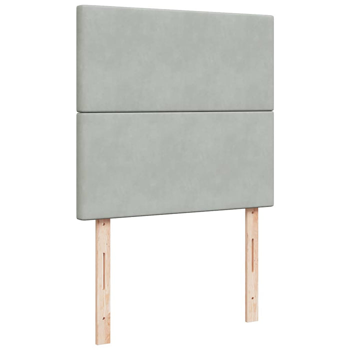 Pat box spring cu saltea, gri deschis, 90x200 cm, catifea - WALTI WALTI
