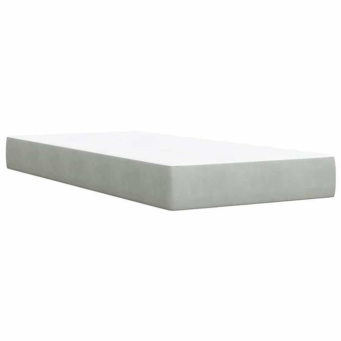 Pat box spring cu saltea, gri deschis, 90x200 cm, catifea - WALTI WALTI