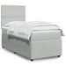 Pat box spring cu saltea, gri deschis, 90x200 cm, catifea - WALTI WALTI