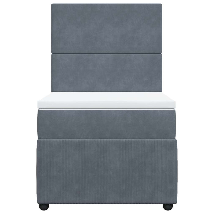 Pat box spring cu saltea, gri închis, 90x200 cm, catifea - WALTI WALTI