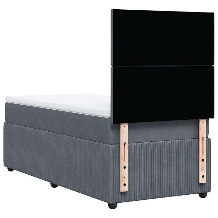 Pat box spring cu saltea, gri închis, 90x200 cm, catifea - WALTI WALTI