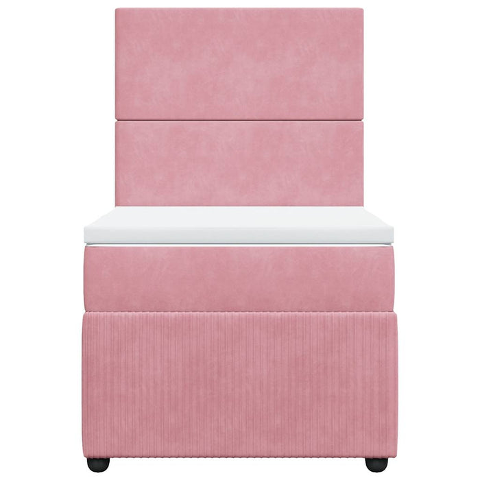 Pat box spring cu saltea, roz, 90x200 cm, catifea - WALTI WALTI