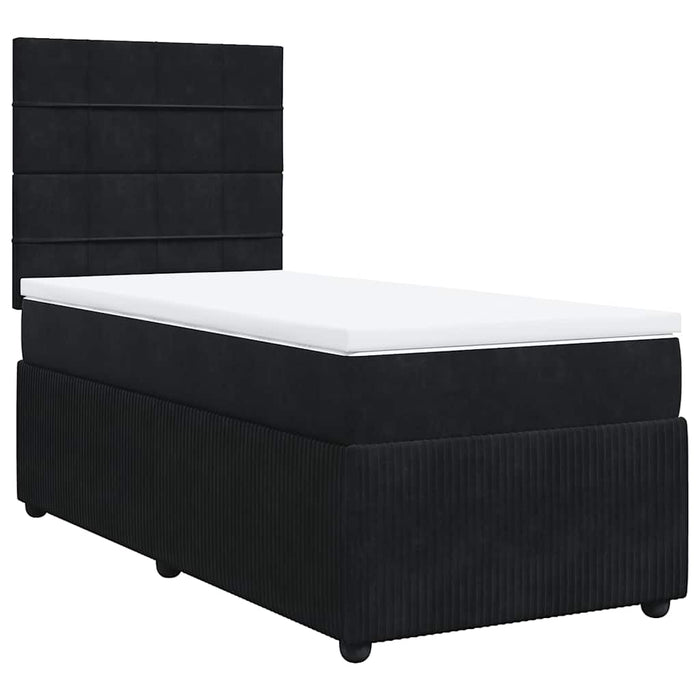 Pat box spring cu saltea, negru, 90x200 cm, catifea - WALTI WALTI