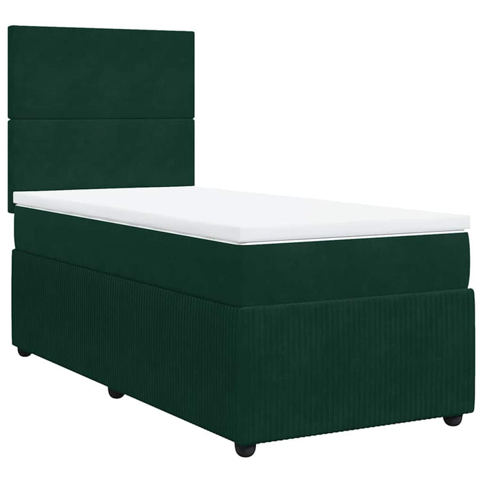Pat box spring cu saltea, verde închis, 90x200 cm, catifea - WALTI WALTI
