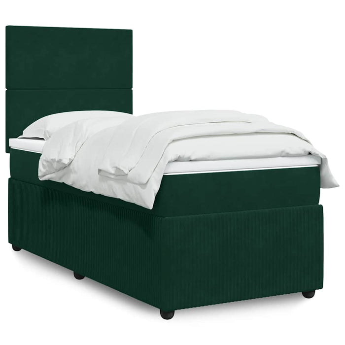 Pat box spring cu saltea, verde închis, 90x200 cm, catifea - WALTI WALTI