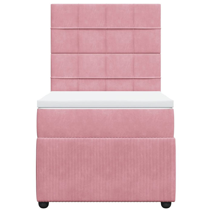 Pat box spring cu saltea, roz, 90x200 cm, catifea - WALTI WALTI