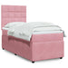 Pat box spring cu saltea, roz, 90x200 cm, catifea - WALTI WALTI