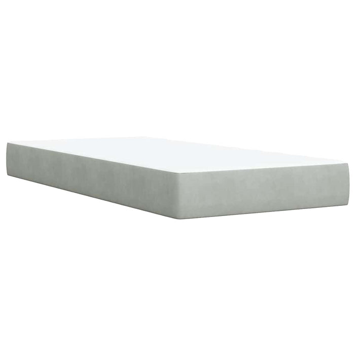 Pat box spring cu saltea, gri deschis, 90x200 cm, catifea WALTI