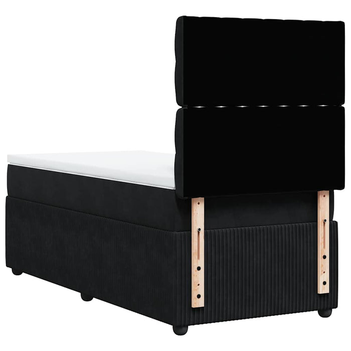 Pat box spring cu saltea, negru, 90x200 cm, catifea - WALTI WALTI