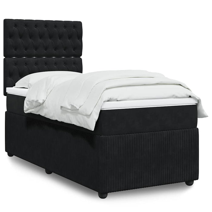 Pat box spring cu saltea, negru, 90x200 cm, catifea - WALTI WALTI