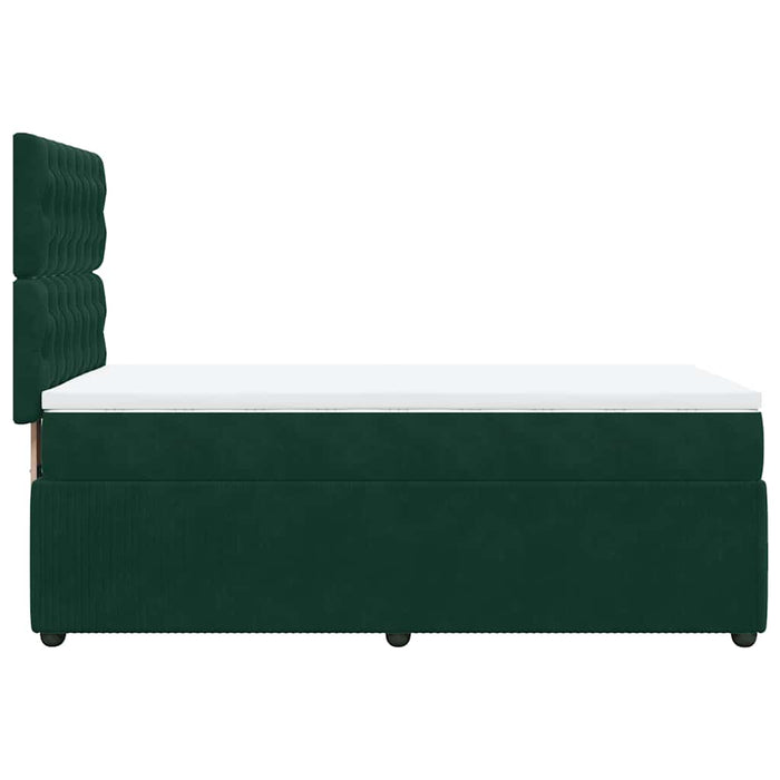 Pat box spring cu saltea, verde închis, 90x200 cm, catifea WALTI