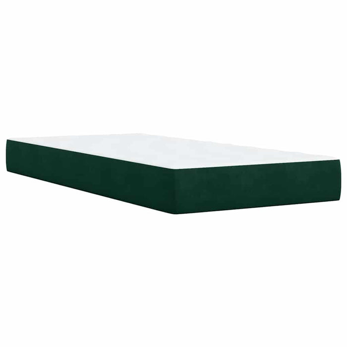 Pat box spring cu saltea, verde închis, 90x200 cm, catifea WALTI