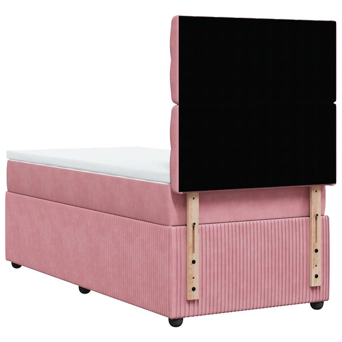 Pat box spring cu saltea, roz, 90x200 cm, catifea - WALTI WALTI