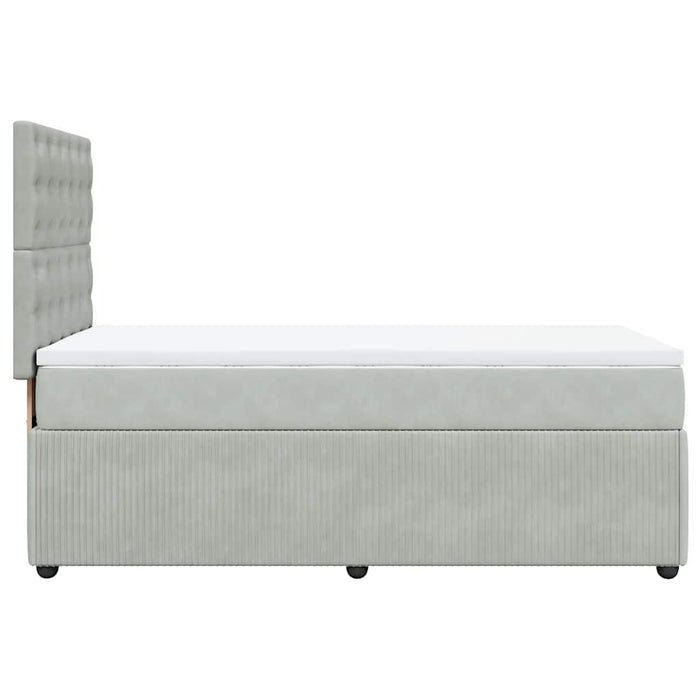 Pat box spring cu saltea, gri deschis, 90x200 cm, catifea - WALTI WALTI
