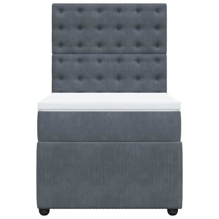 Pat box spring cu saltea, gri închis, 90x200 cm, catifea - WALTI WALTI