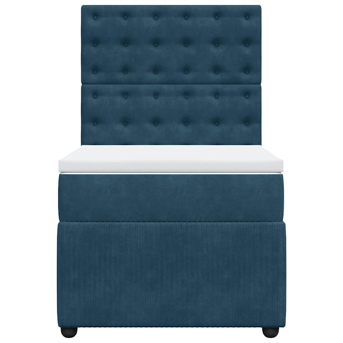 Pat box spring cu saltea, albastru închis, 90x200 cm, catifea - WALTI WALTI