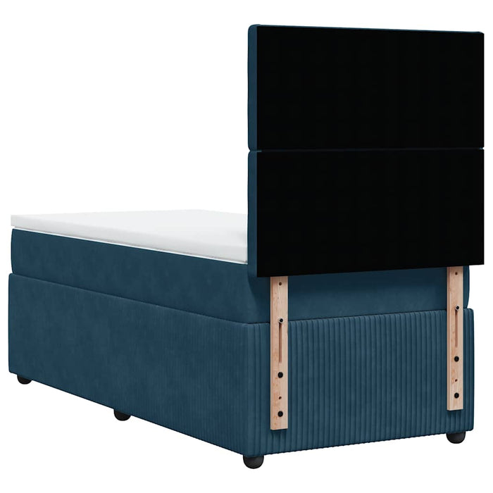 Pat box spring cu saltea, albastru închis, 90x200 cm, catifea - WALTI WALTI
