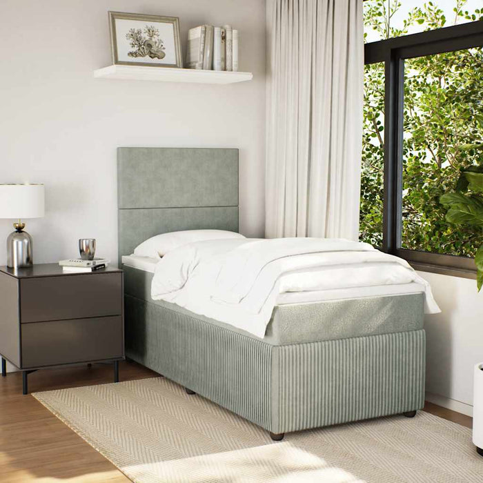 Pat box spring cu saltea, gri deschis, 100x200 cm, catifea - WALTI WALTI