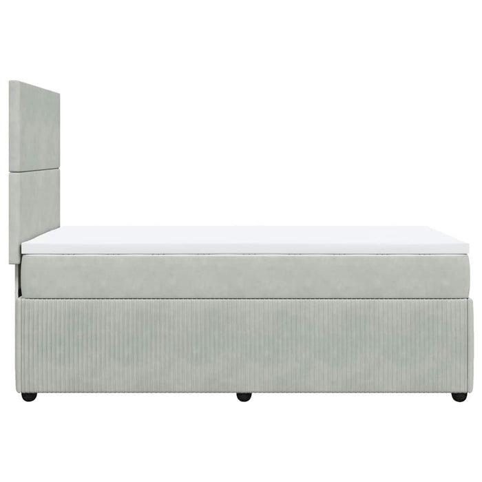 Pat box spring cu saltea, gri deschis, 100x200 cm, catifea - WALTI WALTI