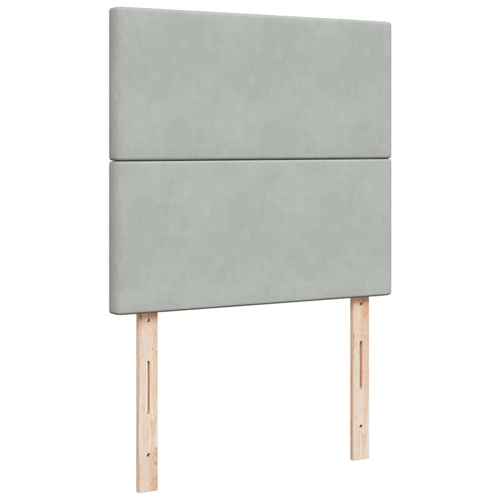 Pat box spring cu saltea, gri deschis, 100x200 cm, catifea - WALTI WALTI