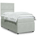 Pat box spring cu saltea, gri deschis, 100x200 cm, catifea - WALTI WALTI