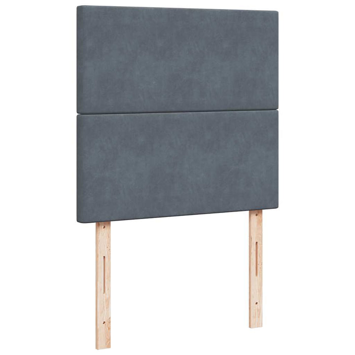 Pat box spring cu saltea, gri închis, 100x200 cm, catifea WALTI