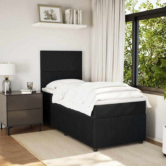 Pat box spring cu saltea, negru, 100x200 cm, catifea - WALTI WALTI