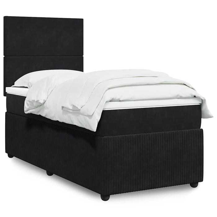 Pat box spring cu saltea, negru, 100x200 cm, catifea - WALTI WALTI