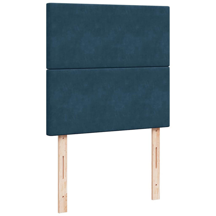 Pat box spring cu saltea, albastru închis, 100x200 cm, catifea WALTI