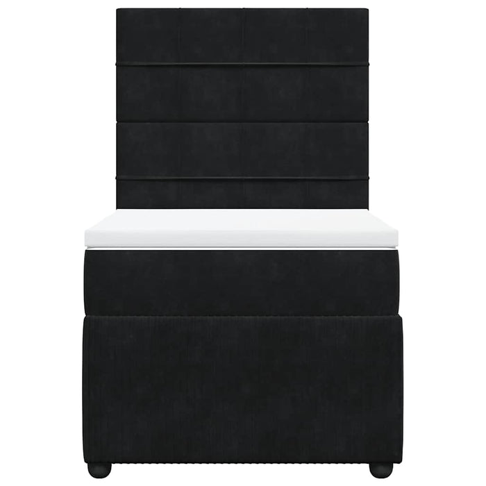 Pat box spring cu saltea, negru, 100x200 cm, catifea - WALTI WALTI
