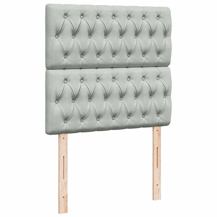Pat box spring cu saltea, gri deschis, 100x200 cm, catifea - WALTI WALTI