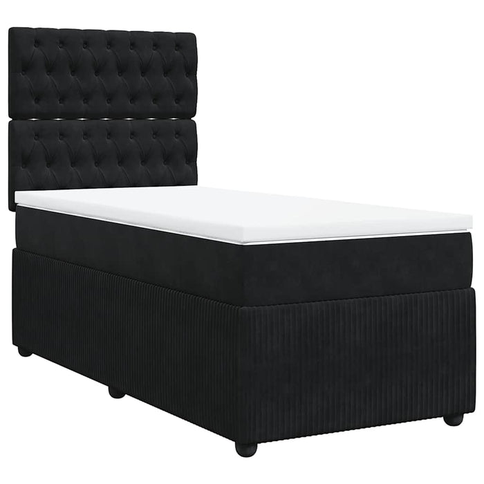 Pat box spring cu saltea, negru, 100x200 cm, catifea - WALTI WALTI