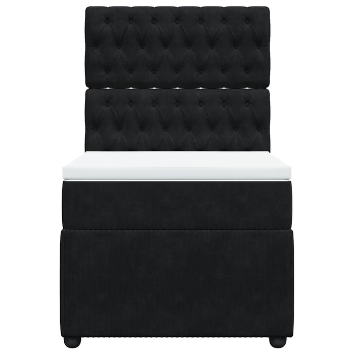 Pat box spring cu saltea, negru, 100x200 cm, catifea - WALTI WALTI