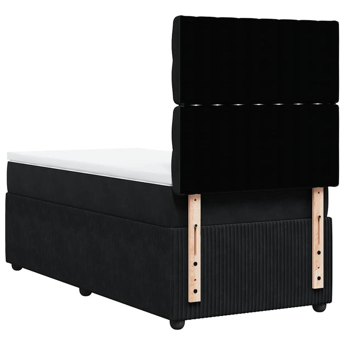 Pat box spring cu saltea, negru, 100x200 cm, catifea - WALTI WALTI