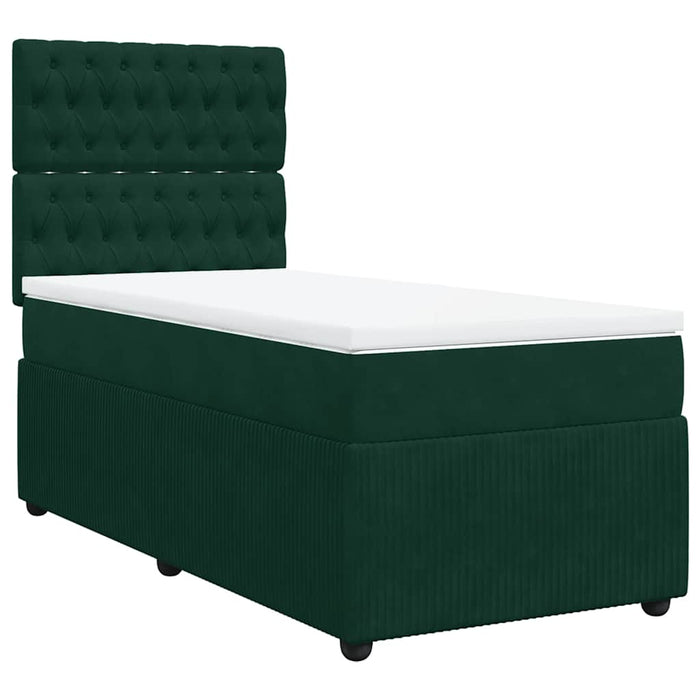 Pat box spring cu saltea, verde închis, 100x200 cm, catifea - WALTI WALTI
