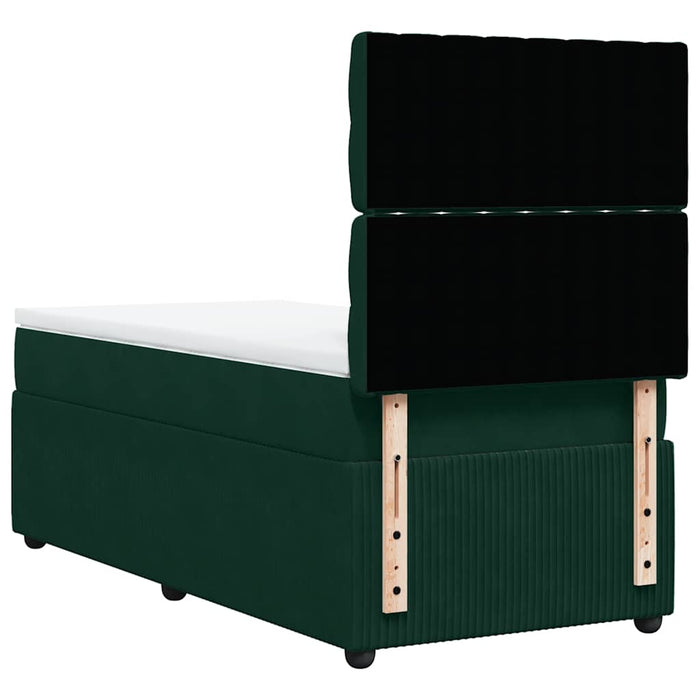 Pat box spring cu saltea, verde închis, 100x200 cm, catifea - WALTI WALTI