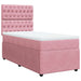 Pat box spring cu saltea, roz, 100x200 cm, catifea - WALTI WALTI
