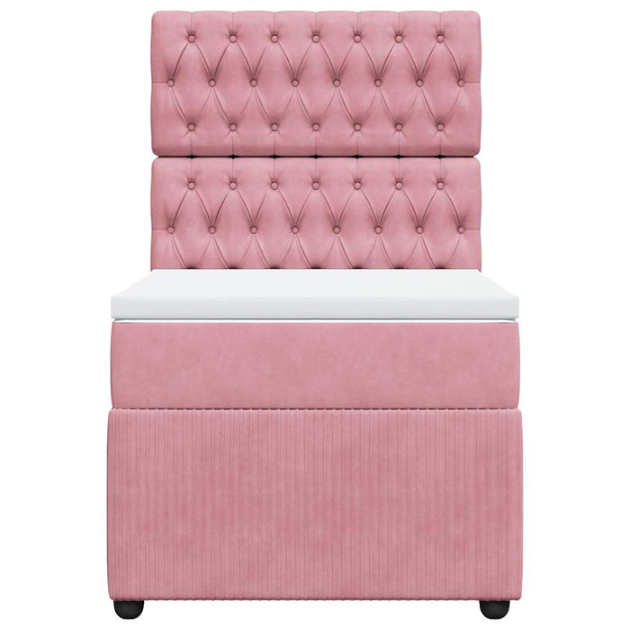 Pat box spring cu saltea, roz, 100x200 cm, catifea - WALTI WALTI