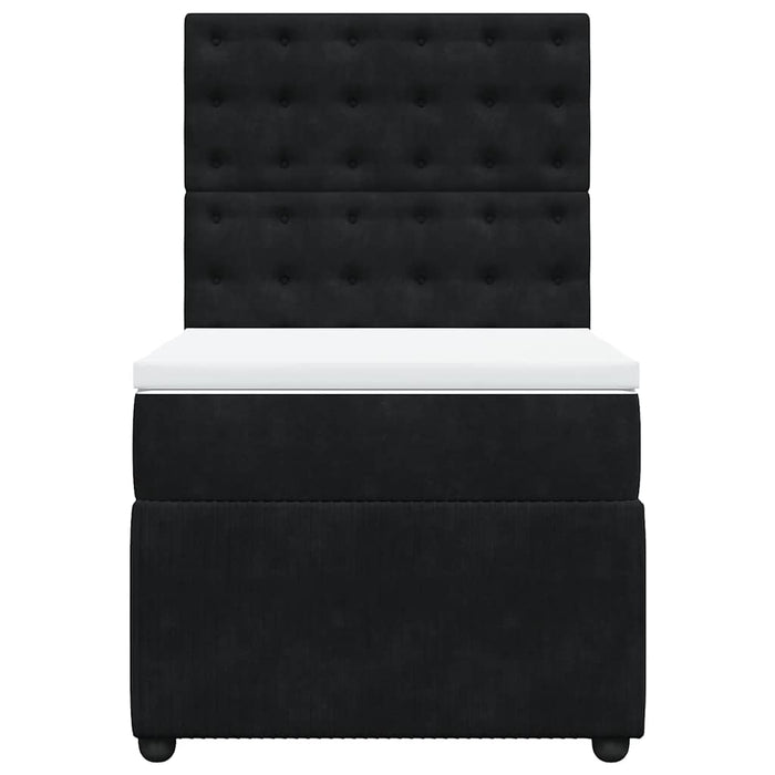 Pat box spring cu saltea, negru, 100x200 cm, catifea - WALTI WALTI