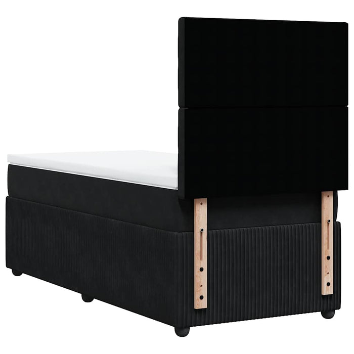 Pat box spring cu saltea, negru, 100x200 cm, catifea - WALTI WALTI
