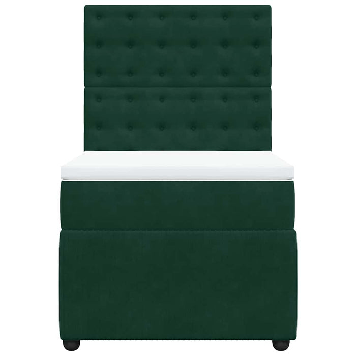 Pat box spring cu saltea, verde închis, 100x200 cm, catifea - WALTI WALTI