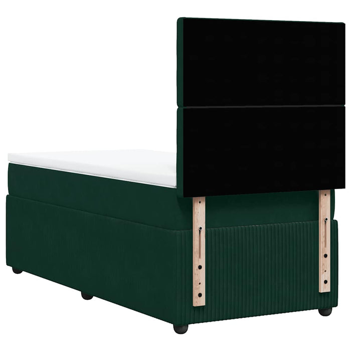 Pat box spring cu saltea, verde închis, 100x200 cm, catifea - WALTI WALTI