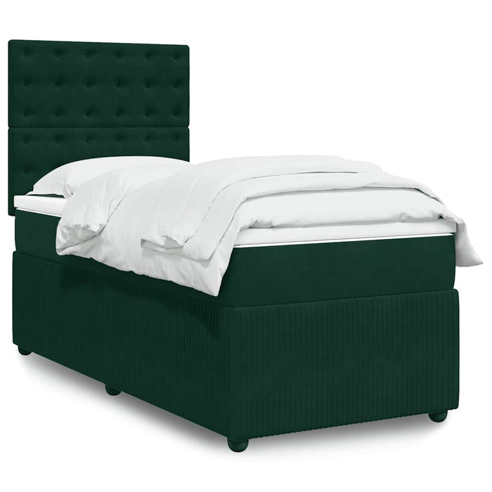 Pat box spring cu saltea, verde închis, 100x200 cm, catifea - WALTI WALTI