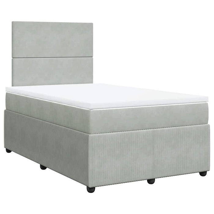 Pat box spring cu saltea, gri deschis, 120x190 cm, catifea - WALTI WALTI