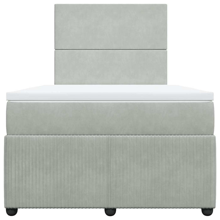 Pat box spring cu saltea, gri deschis, 120x190 cm, catifea - WALTI WALTI