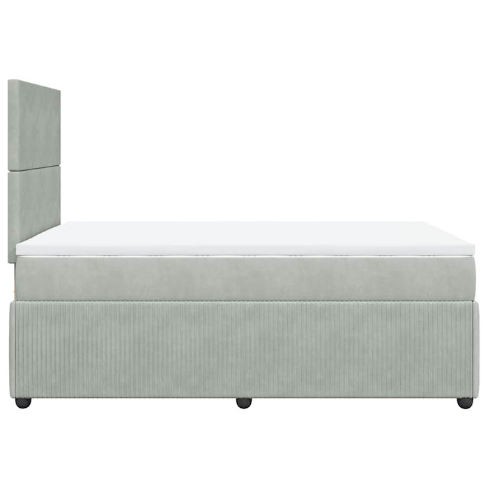 Pat box spring cu saltea, gri deschis, 120x190 cm, catifea - WALTI WALTI