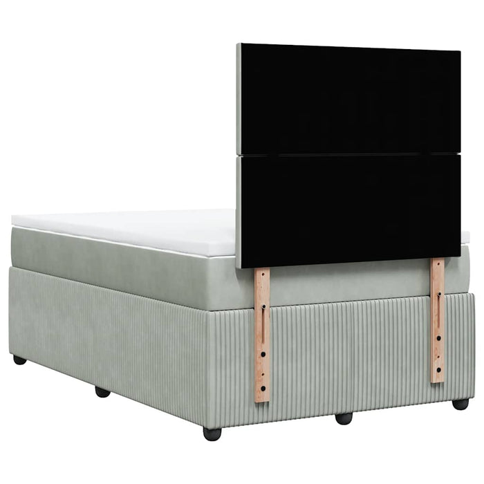 Pat box spring cu saltea, gri deschis, 120x190 cm, catifea - WALTI WALTI
