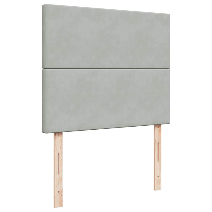 Pat box spring cu saltea, gri deschis, 120x190 cm, catifea - WALTI WALTI