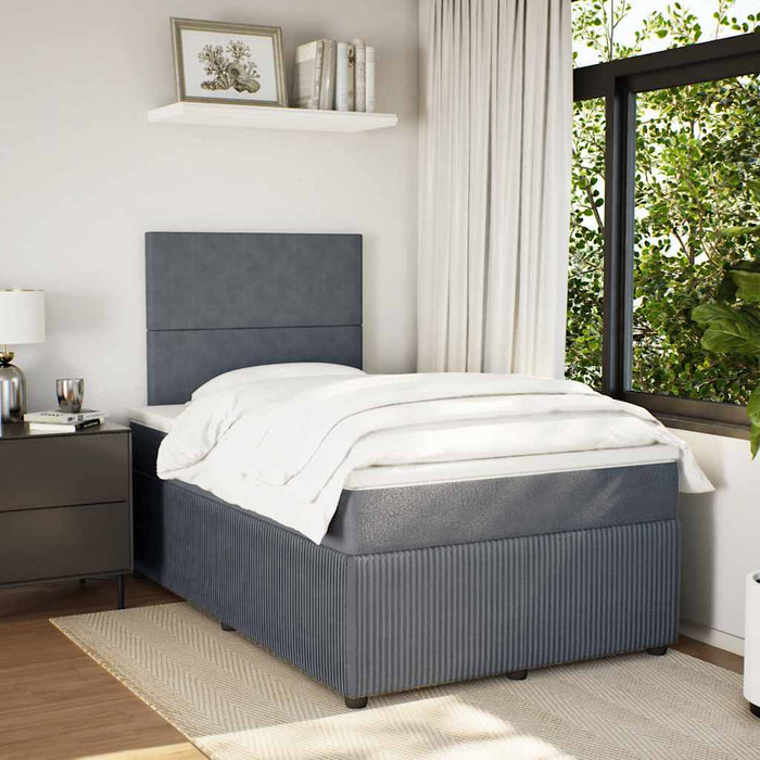 Pat box spring cu saltea, gri închis, 120x190 cm, catifea - WALTI WALTI