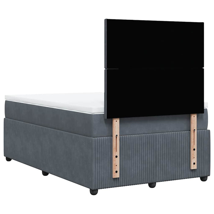 Pat box spring cu saltea, gri închis, 120x190 cm, catifea - WALTI WALTI